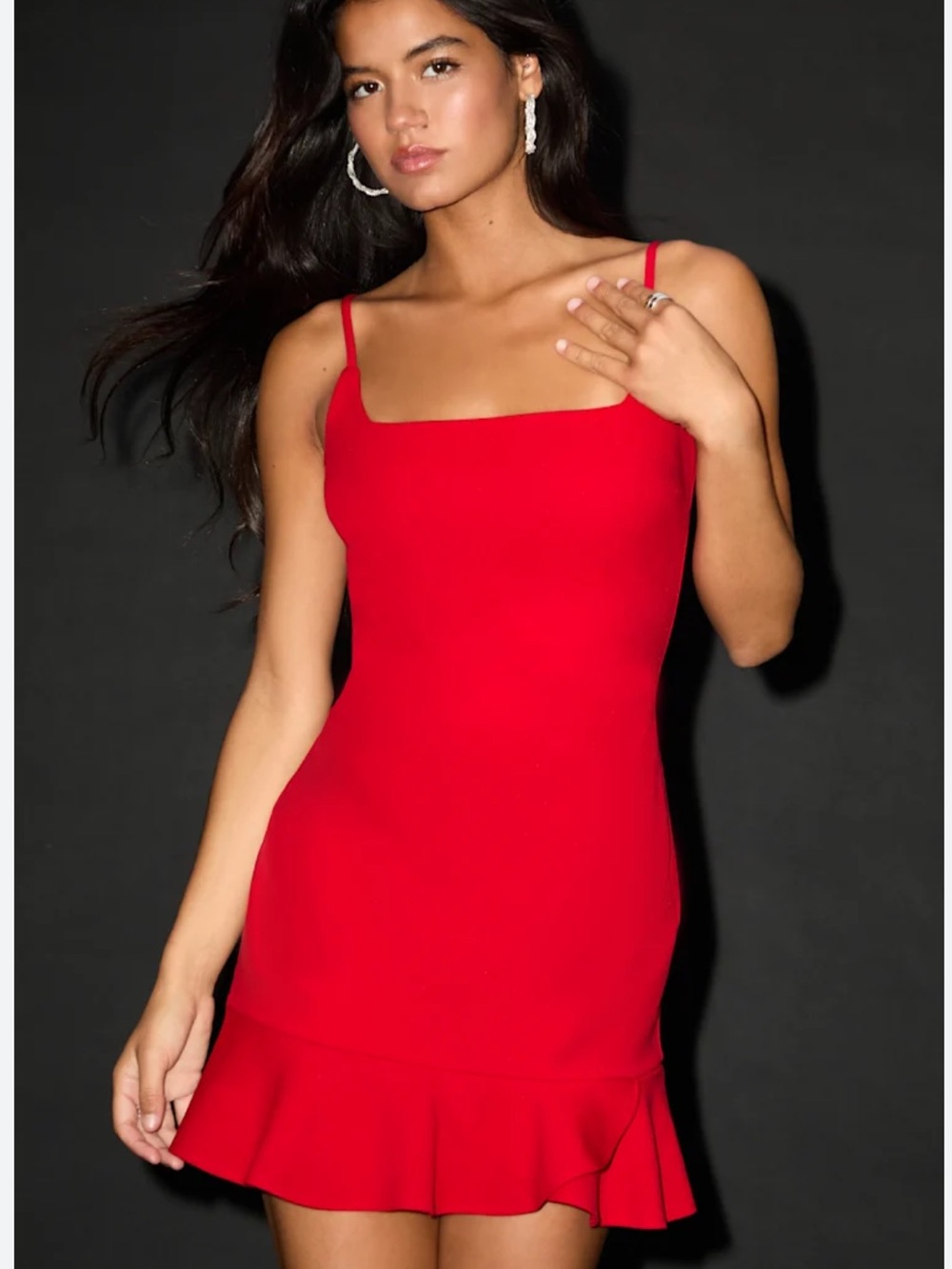 Lulus Red Ruffled Compelling Conposure  Mini Dress  | Women's Size Small